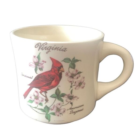 Vintage Virginia Souvenir Coffee Mug Cardinal American Dogwood Design - Picture 1 of 13